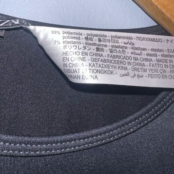 ZARA solid black Ruched Tie Sides Mini Dress Size Small NWOT fairy grunge - Picture 5 of 5